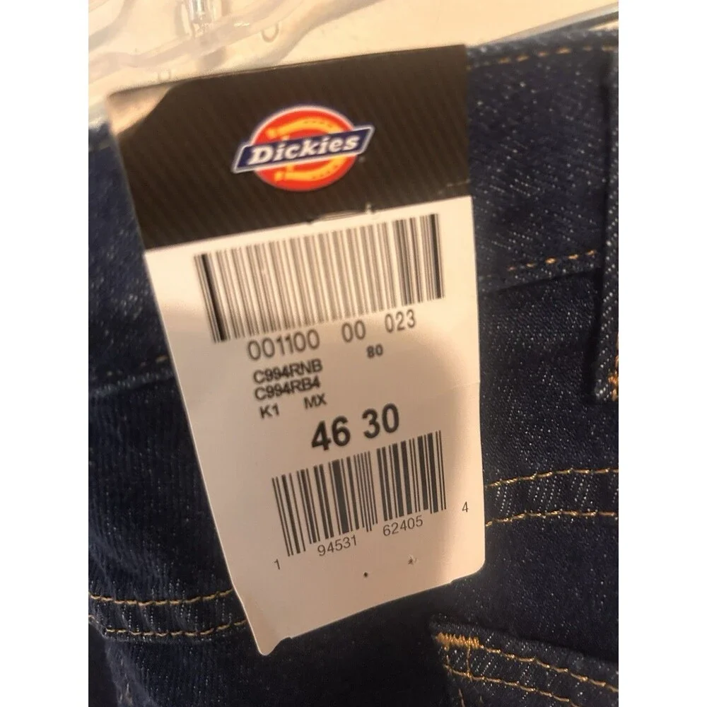 NWT Dickies C994RNB 5-pocket Straight Leg Denim Work Jean 46X30 See Description